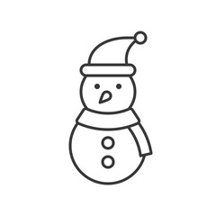 snowman outline icon, winter and Christmas theme