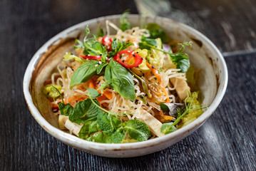 asian salad with noodles