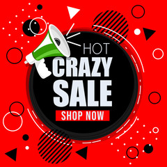 Crazy Sale. Discount banner - obrazy, fototapety, plakaty