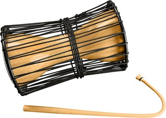 Talking Drum with Striker Mallet - Isolated