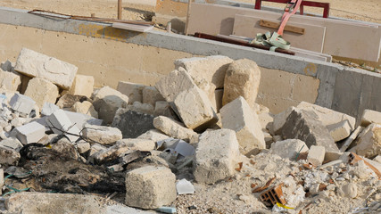 pile of stones. demolition of the house