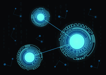 Abstract blue technology background with circle tech and circle options, Vector illustration