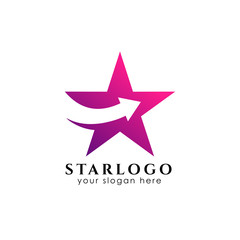 star logo design with arrow symbol in the middle