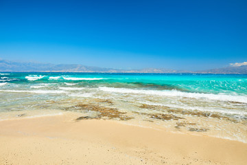 Fototapeta na wymiar Chrisi (Chrysi) island beach water background
