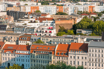 cityscape aerial - roofs of buildings in Berlin city 