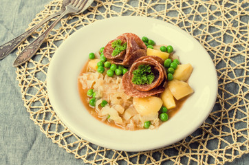 Salami with stewed vegetables