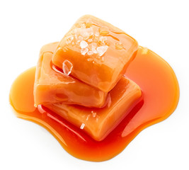 melted caramel candies with sea salt