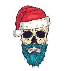 Color handdrawn angry skull of Santa Claus