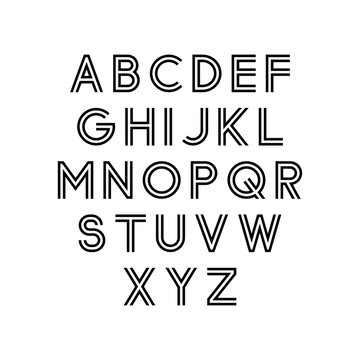 Vector modern alphabet. Set of linear letters. Double font