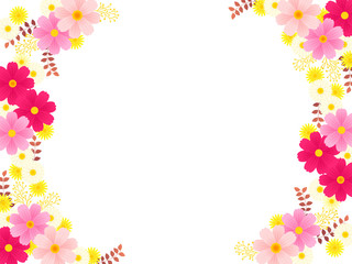 コスモスと秋のスプレー菊のフレーム