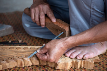 The wood carving .