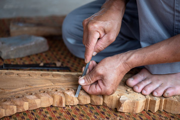 The wood carving .