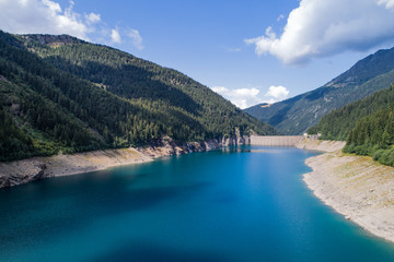 Dam of Frera in Val Belviso, artificial lake in Valtellina. Province of Sondrio