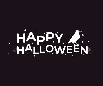 Happy Halloween. Vector lettering with decor element for print, banners or posters.