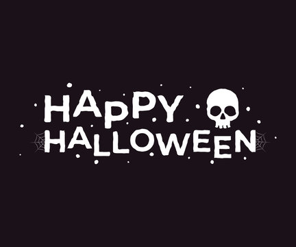 Happy Halloween. Vector lettering with decor element for print, banners or posters.