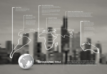 Black and White World Map Infographic Layout