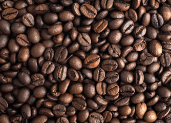 Roasted coffee of coffee beans texture background