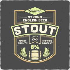 Beer label with frame. Isolated on dark background