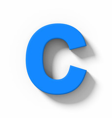 letter C 3D blue isolated on white with shadow - orthogonal projection