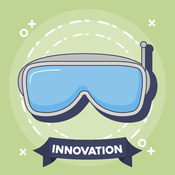 innovation and technology design with vr glasses icon over green background, colorful design. vector illustration