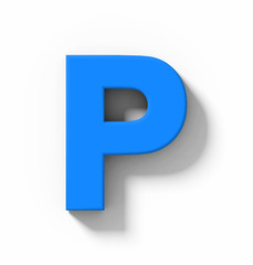 letter P 3D blue isolated on white with shadow - orthogonal projection