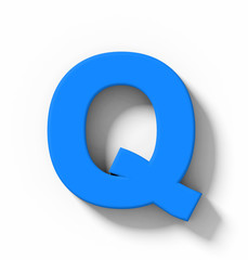 letter Q 3D blue isolated on white with shadow - orthogonal projection
