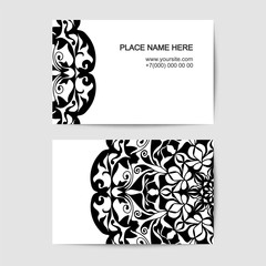 Visit card template with lace pattern