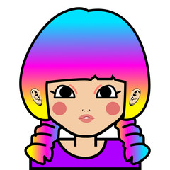 portrait of little girl face icon with black stroke on white background vector