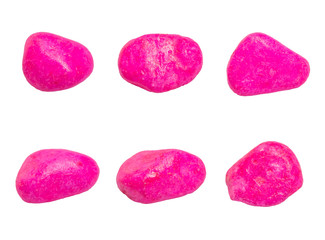 Pink stones on white background.