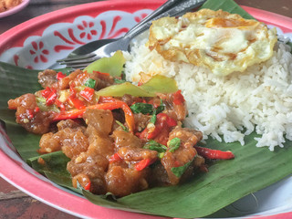 Stir Fried Spicy Crispy Pork with Thai basil