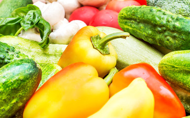 Different vegetables as food background.