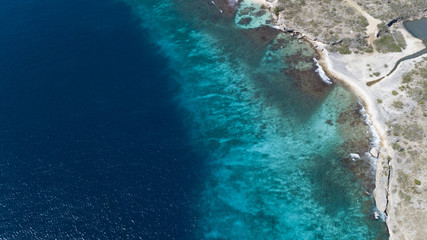 sea beach coast Bonaire island Caribbean sea aerial drone top