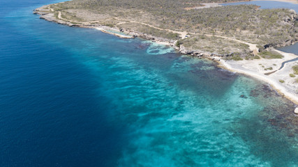 sea beach coast Bonaire island Caribbean sea aerial drone top