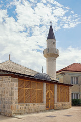 Fototapeta na wymiar Religious architecture. View of Sultan Ahmed Mosque in Old Town of Trebinje. Bosnia and Herzegovina