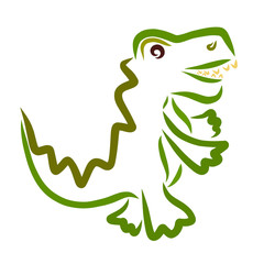 Funny green walking crocodile or dinosaur, animal