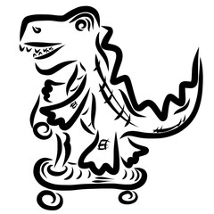 Crocodile is riding a scooter, leisure and sports