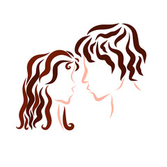 The heads of two lovers, tender feelings
