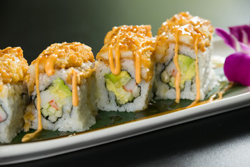 Sushi on a white plate