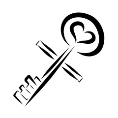 Key in the shape of a cross with a heart