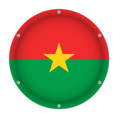 round metallic flag of Burkina Faso with screws
