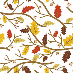 Autumn Seamless Pattern Branch and leaf. Repeatable graphic element. eps 10