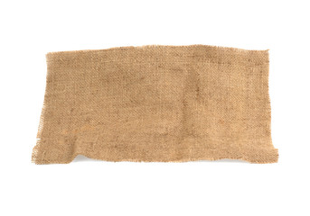 cloth burlap piece isolated on white background