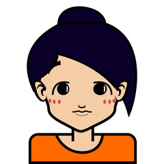 portrait of little girl face icon with black stroke on white background vector