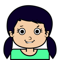 Obraz premium portrait of little girl face icon with black stroke on white background vector
