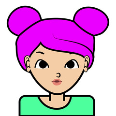 portrait of little girl face icon with black stroke on white background vector