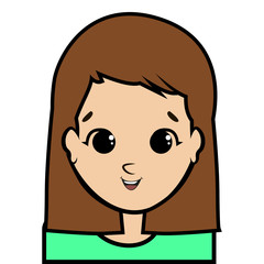 Obraz premium portrait of little girl face icon with black stroke on white background vector