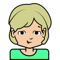 Fototapeta premium portrait of little girl face icon with black stroke on white background vector