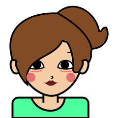 portrait of little girl face icon with black stroke on white background vector