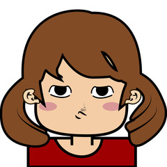 portrait of little girl face icon with black stroke on white background vector