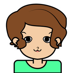 Obraz premium portrait of little girl face icon with black stroke on white background vector